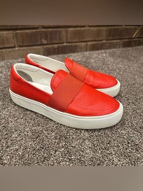 UGG Chayze Red Leather Platform Slip-On Sneaker Loafers Size 8.5